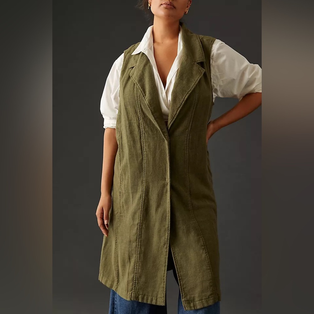 Anthropologie Green Vest with Elegant Silhouette